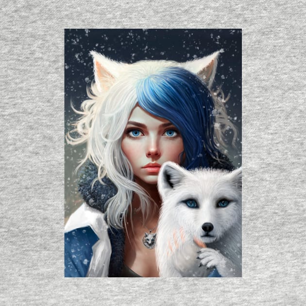 Adventure girl and arctic fox by KIDEnia